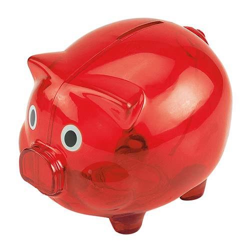 ALCANCIA PUERQUITO COLOR ROJO TRANSLUCIDO